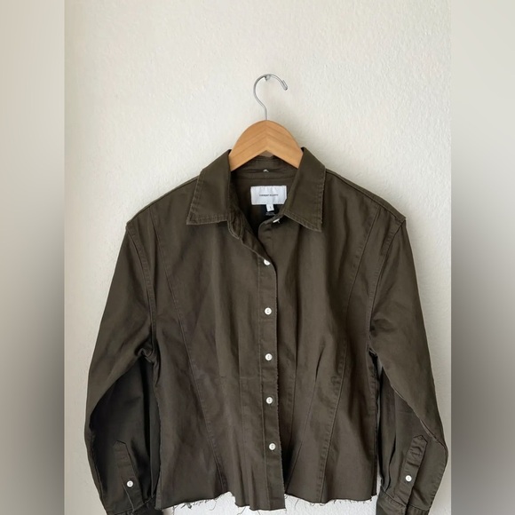 CURRENT ELLIOT | The tells button down shirt in rural green | size 1 - Picture 2 of 7